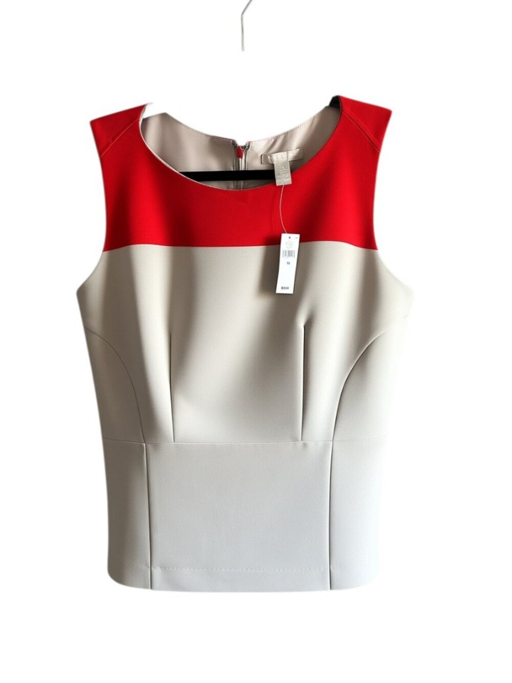 Banana Republic Factory Red and Cream Colorblock Sleeveless Shell